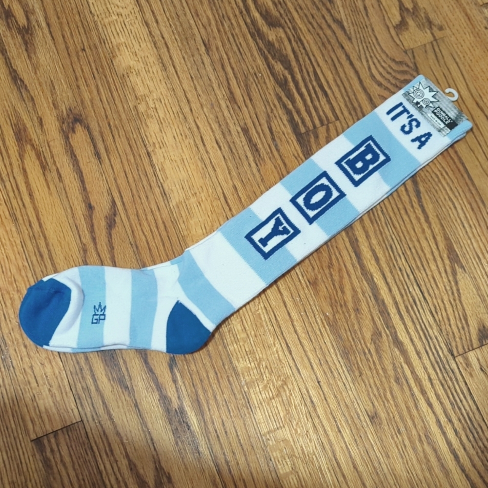 "It's a boy" Gumball Poodle knee socks